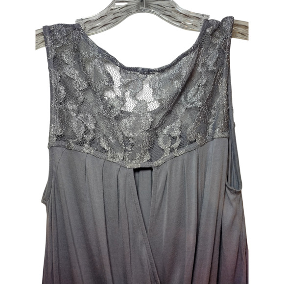 Express Womens Sleeveless Tunic Lace Blouse Gray Size Small - Picture 7 of 13